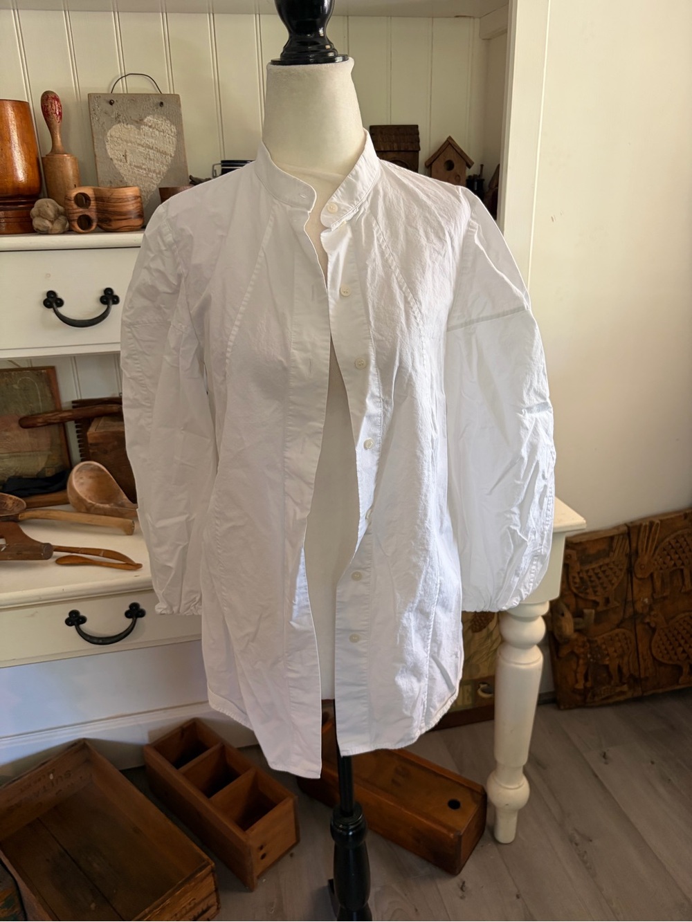 Cos Women’s White Band-Collar Shirt